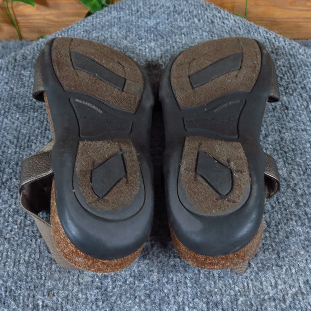 Natural Soul Noni Women Slingback T-Strap Sandal 7.5 Walking Bronze Metallic